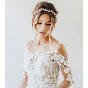 Bridal headpiece leaf gold rhinestone hair bridal wedding bridesmaid leaves